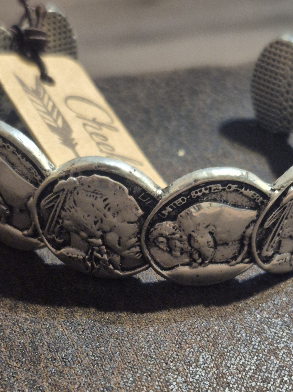 Chunky Silver-Tone Buffalo Coin Bracelet